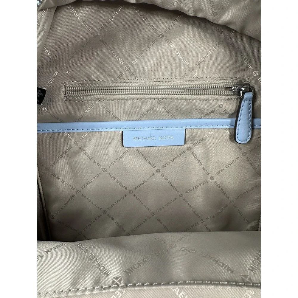 Michael Kors Kenly Medium Light Sky Leather Backpack Pebble‎